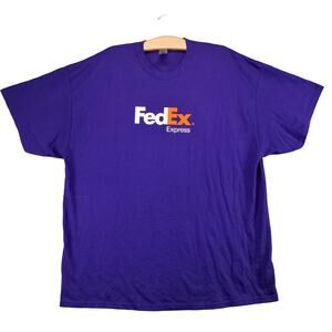 FedEx Express T Shirt Mens Size 2XL Purple Double Sided Graphic Logo